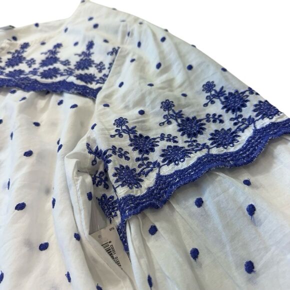 Old Navy Embroidered Swiss Dot Summer Casual Pop Over Blouse, Large - Picture 5 of 10